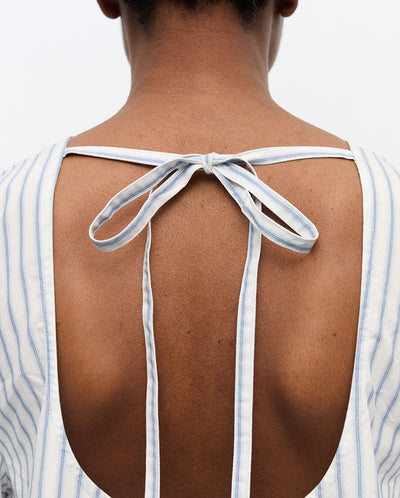 Stripe Cotton Mini Dress Egret