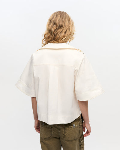 Stretch Cowl Neck Blouse - Egret
