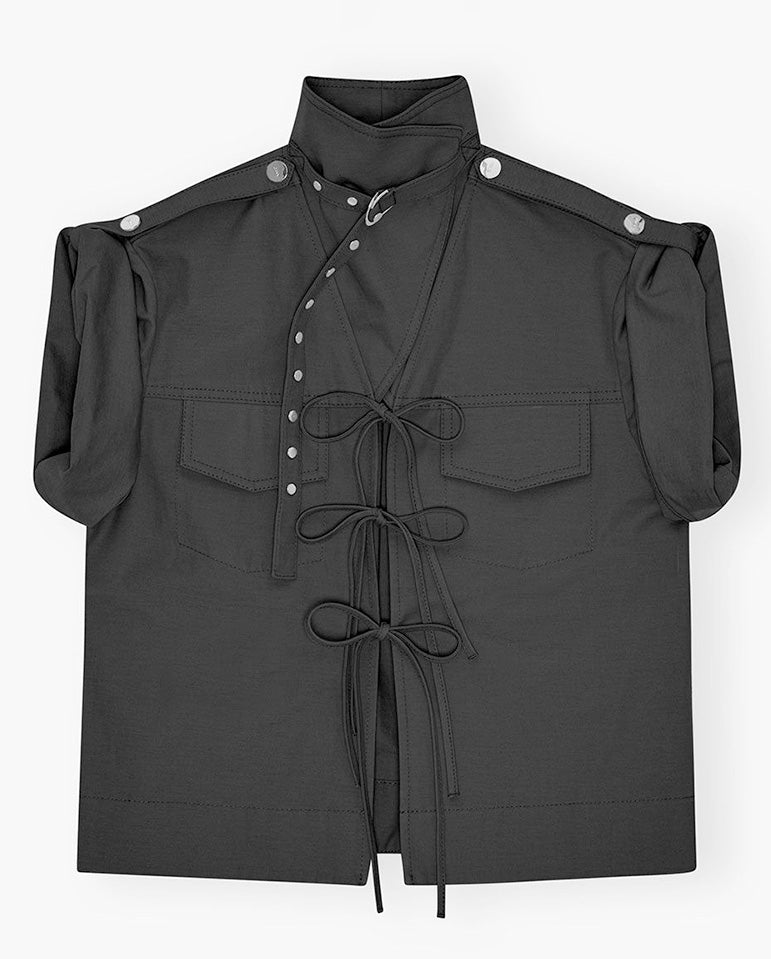 Stretch Cowl Neck Blouse - Black
