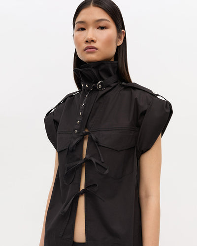 Stretch Cowl Neck Blouse - Black