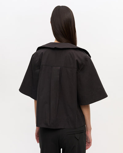 Stretch Cowl Neck Blouse - Black