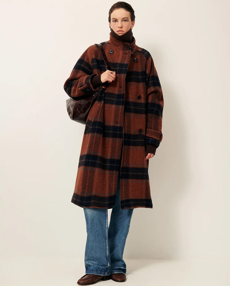 Bleechecks Coat - Navy/Rust