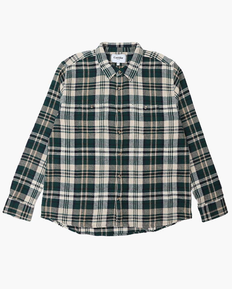 Waffle Madras Shirt Glen Falls - Green