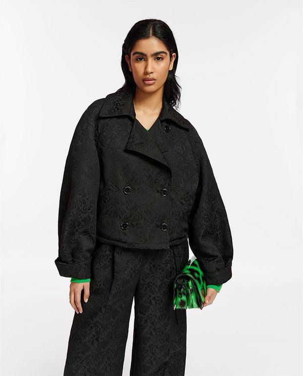Eyvette Jacquard Crop Jacket BLACK