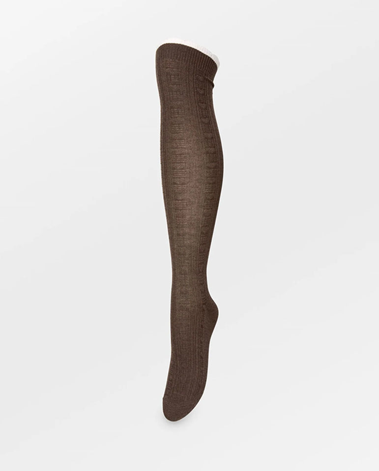 Scallop Knee Sock - Brown