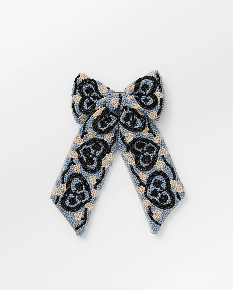 Hearty Beaded Bow Clip - Kentucky Blue