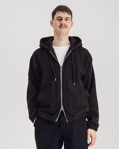 Bloom Wool hooded jacket - Dark Brown