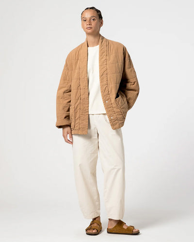 Long Kimono Quilt Jacket Almond