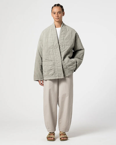 Long Kimono Quilt Jacket Oyster