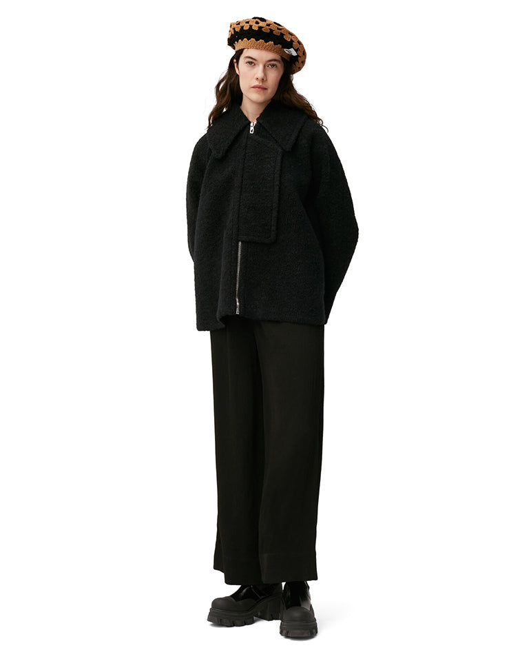 Boucle Drop Shoulder Jacket BLACK