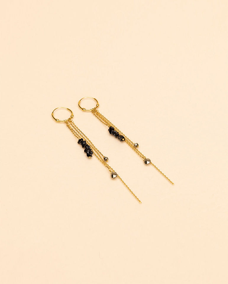 Bo Pacific Dangle Beaded Earring Gold /Pyrite