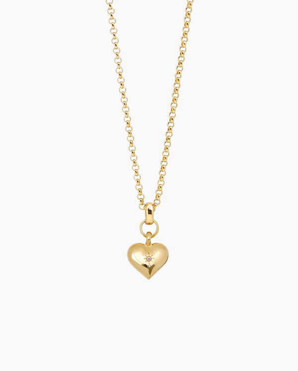 Small Gold Heart On Belcher Chain - 60cm