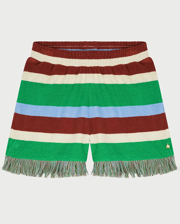 Tyra Towelling Shorts - Green Stripe