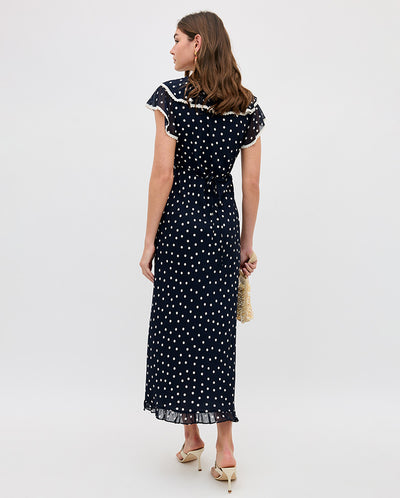 Bethea Midi Dress - Dot Navy