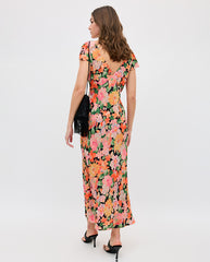Cathy Midi Dress - Floral Black