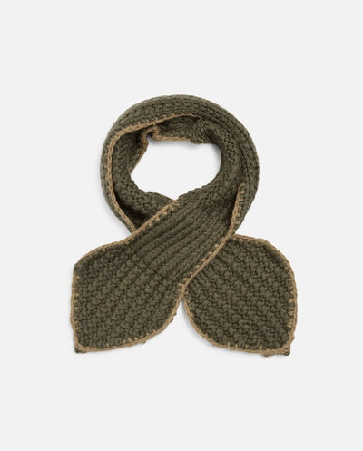 Hand Crochet Slot Scarf - Dark Green/Taupe