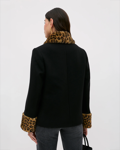 Aldith Wool Jacket - Black/Leopard