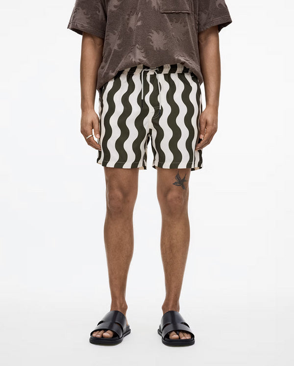 Forest Waver Swim Shorts -  Cream Green