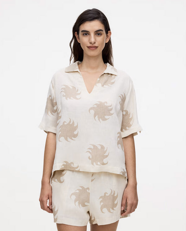 Hazel Ember Linen Shirt - Sand