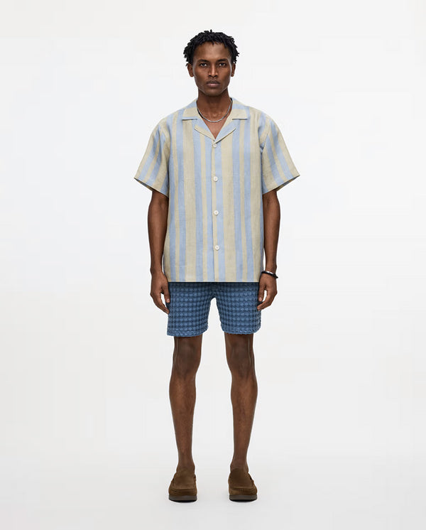 Mist Strata Cuba Linen Shirt - Grey Blue