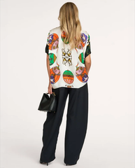 Kos T-Shirt with Silk Scarf Back - Black Multi
