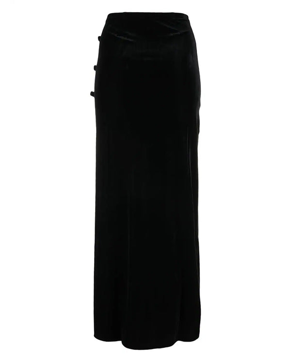 Velvet Jersey Bow Maxi skirt BLACK