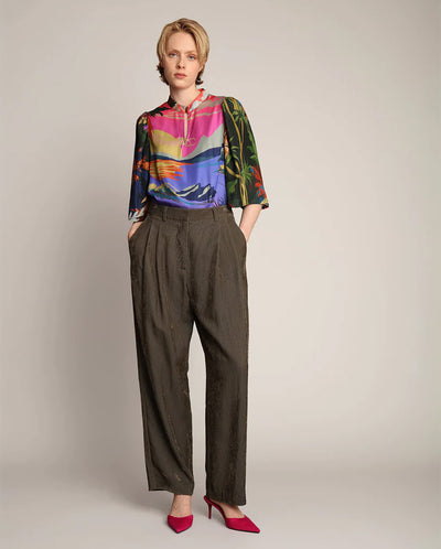 Gacana Slouchy Tailored Trouser Army