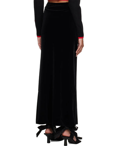 Velvet Jersey Bow Maxi skirt BLACK