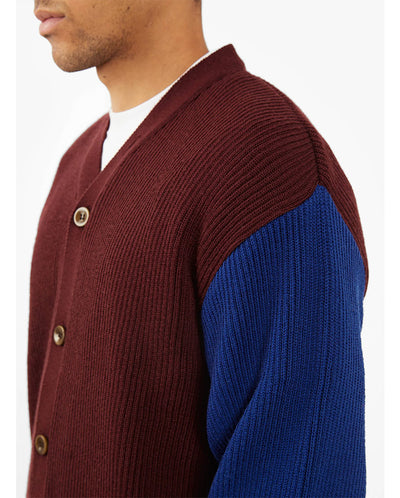 Beacon Cardigan Blue/Burgundy