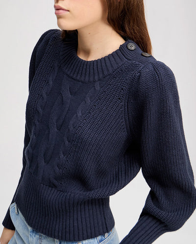 Lysta Button Detail Knit - Navy
