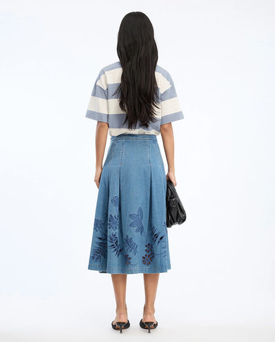 Bowen Denim Cutout Skirt - Blue