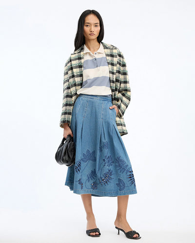 Bowen Denim Cutout Skirt - Blue