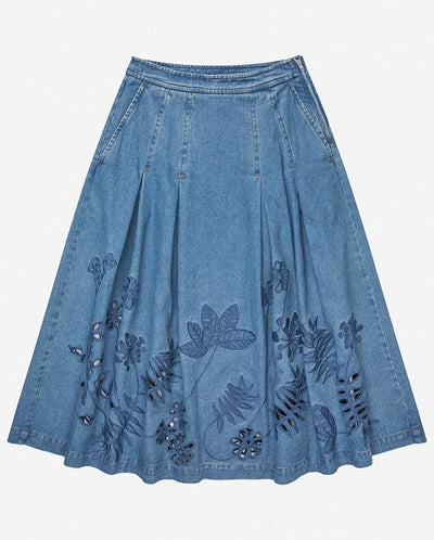 Bowen Denim Cutout Skirt - Blue