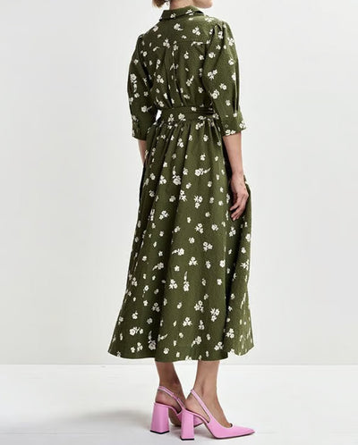 Jizo Shirt Dress - Olive Combo