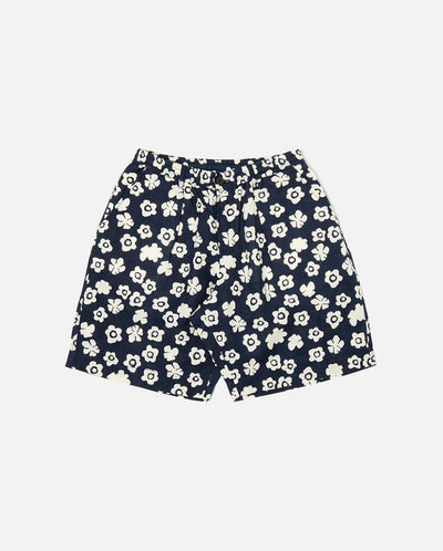 Pleated Track Shorts INDIGO Flower