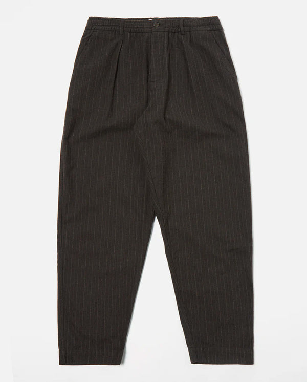 Pleated Track Pants Italian Pinstripe Brown