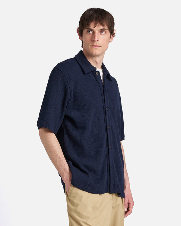 Button Through Polo Bright Navy