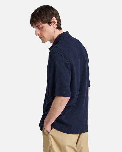 Button Through Polo Bright Navy