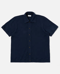 Button Through Polo Bright Navy