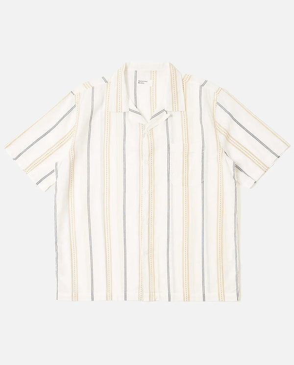 ROAD SHIRT - ECRU/NAVY/SAND STRIPE