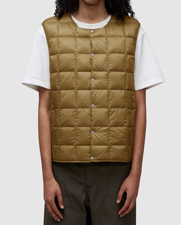 Crew Neck Down Vest - Beige
