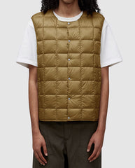 Crew Neck Down Vest - Beige