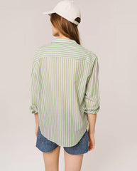 Manon Stripe Shirt - Sweet Green