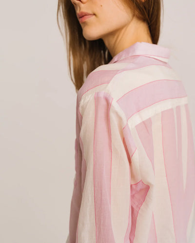 Manon Stripe Shirt - Cherry Rose