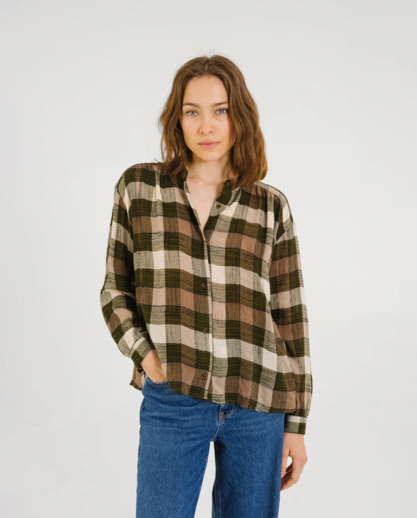 ELLA CROSBY Check Blouse - Green