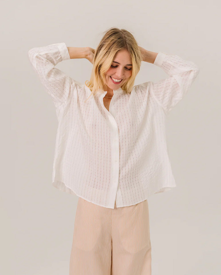 Ella Seersucker blouse - WHITE