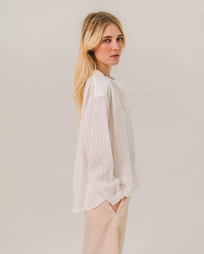 Ella Seersucker blouse - WHITE