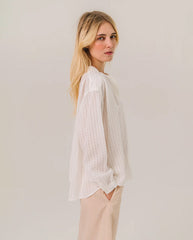 Ella Seersucker blouse - WHITE