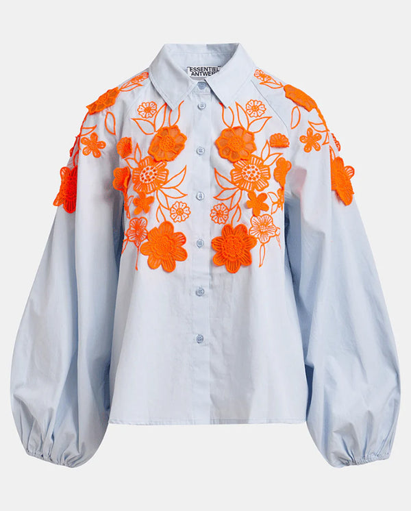 Joella Applique Shirt - Lake Blue Combo