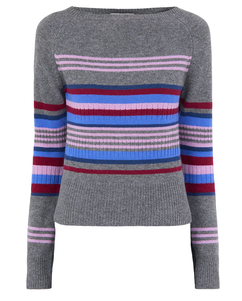 Yesley Wide Neck Jumper - Bold Stripe
